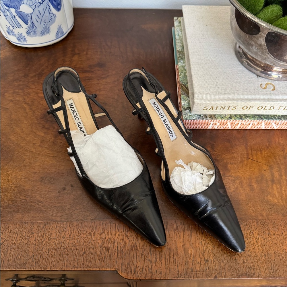 Manolo Blahnik Black Pointed Toe Heels